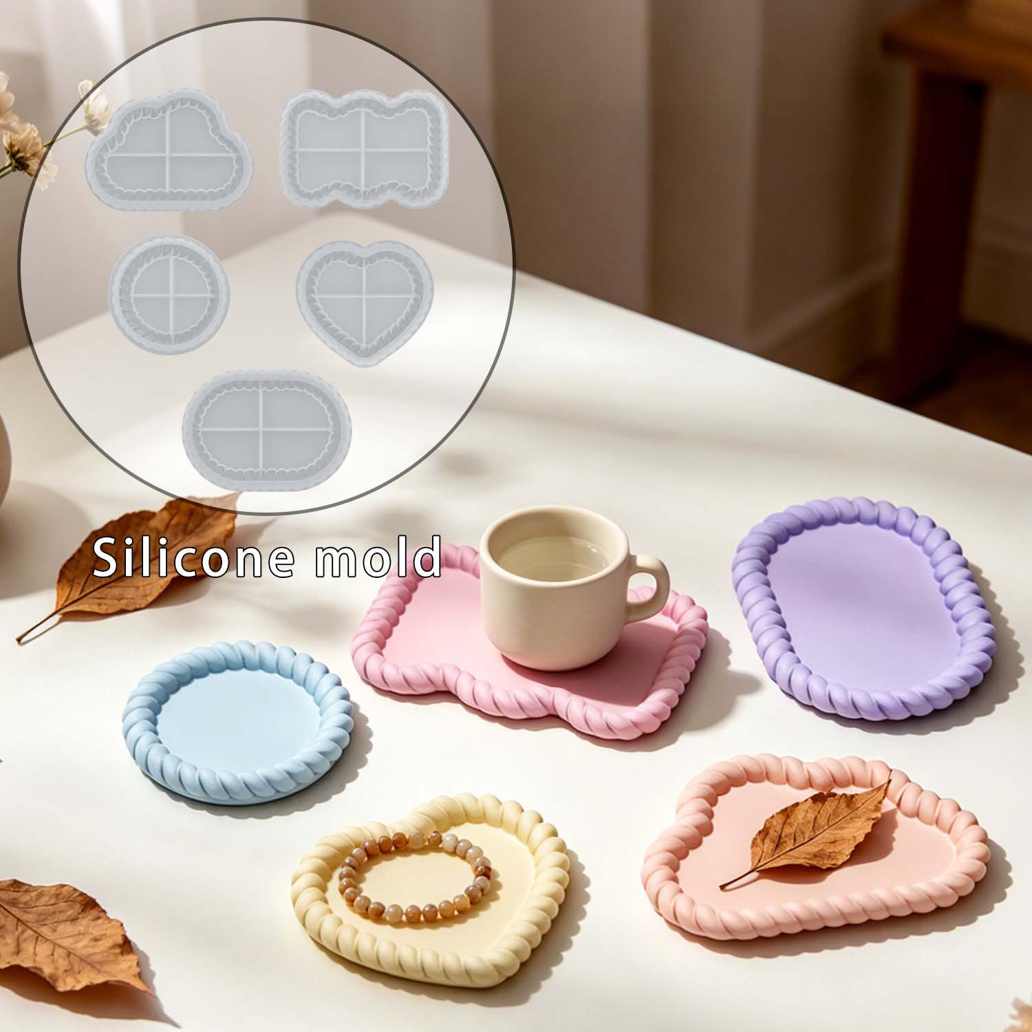 Serving Tray Mold - Conjuntos variados de porta-copos de juta,